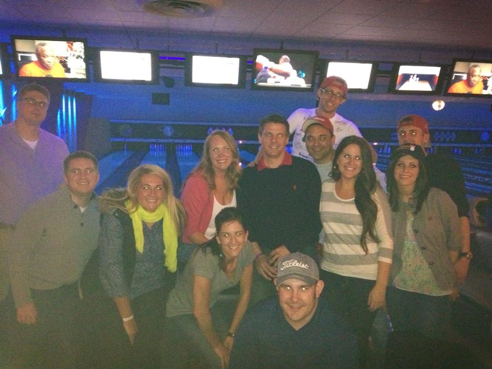 Sean (front, in Titleist hat) at the Red Shoe Society bowling event